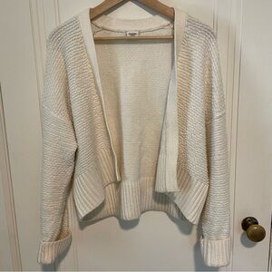 Abercrombie & Fitch Cream Ribbed Cardigan Open Sweater